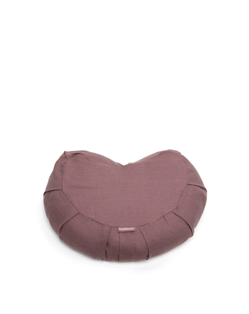 linen halfmoon meditation cushion - supportive & durable