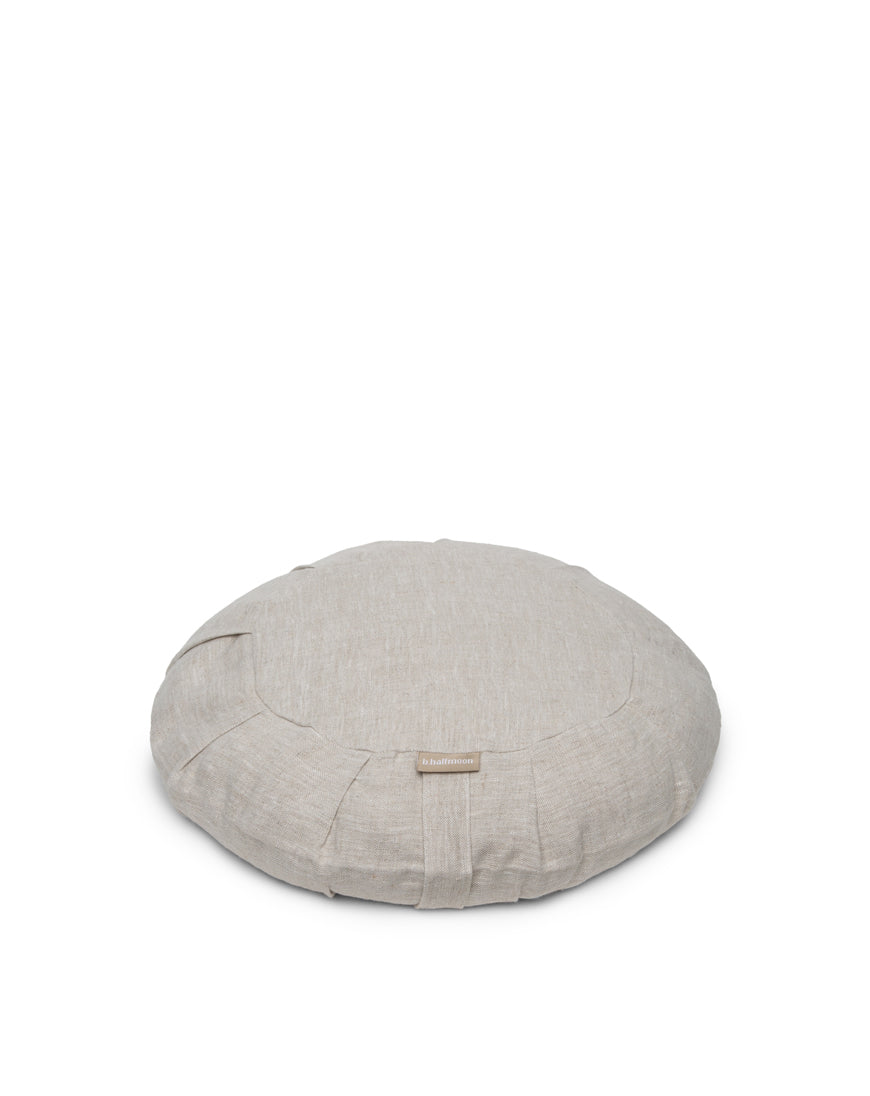 linen round meditation cushion - supportive & durable
