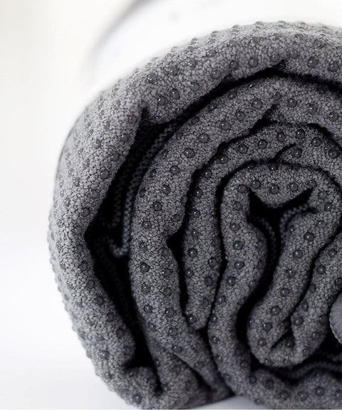 Halfmoon Wet Gripster Yoga Mat Towel, Non Slip, fits Over Standard Size  Yoga mat - 68 L x 24 W (Charcoal)